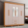 Guarda-Roupa Casal Golfo 6 Portas 2 Gavetas com Espelho Cinamomo/Off White - Pnr Móveis