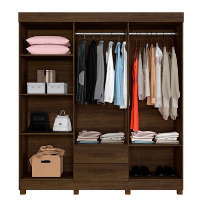 Guarda-Roupa Casal Golfo 6 Portas 2 Gavetas com Espelho Imbuia - Pnr Móveis