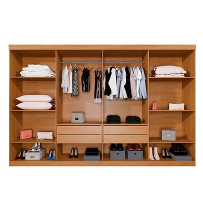 Guarda-Roupa Casal Taurus 8 Portas 4 Gavetas Cinamomo/Off White - Pnr Móveis