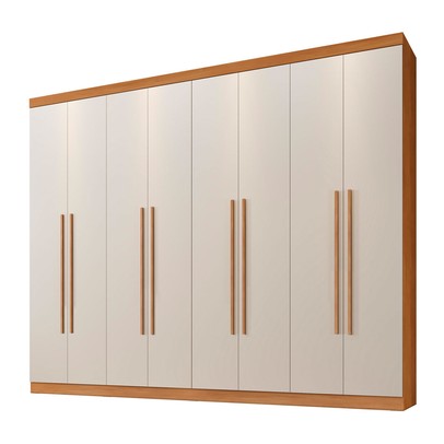 Guarda-Roupa Casal Taurus 8 Portas 4 Gavetas Cinamomo/Off White - Pnr Móveis