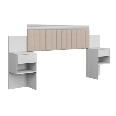 Cabeceira Extensível Casal/Queen Lódiz 2 Gavetas Branco - Pnr Móveis