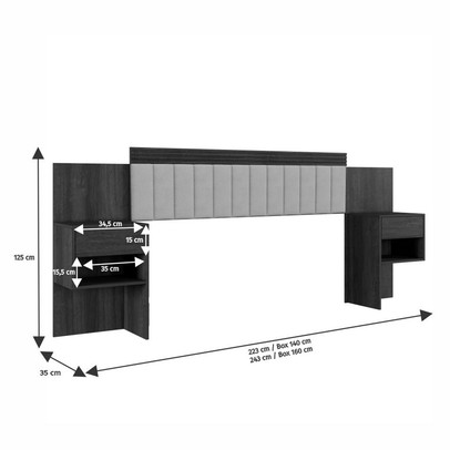 Cabeceira Extensível Casal/Queen Lódiz 2 Gavetas Branco - Pnr Móveis