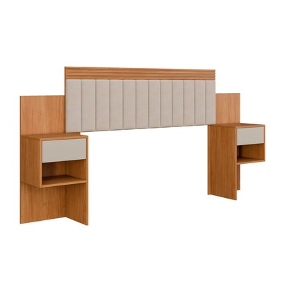 Cabeceira Extensível Casal/Queen Lódiz 2 Gavetas Cinamomo/Off White - Pnr Móveis