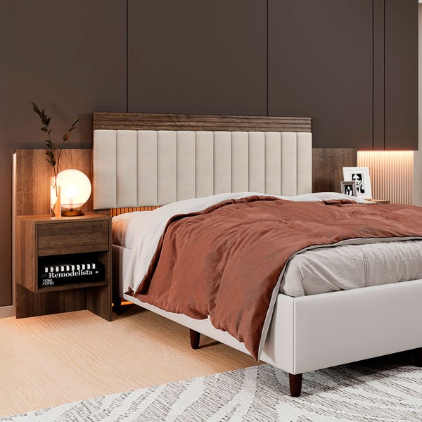 Cabeceira Extensível Casal/Queen Lódiz 2 Gavetas Imbuia - Pnr Móveis