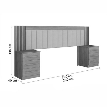 Cabeceira Extensivel Casal/Queen Le Mans 6 Gavetas Cinamomo - Pnr Móveis