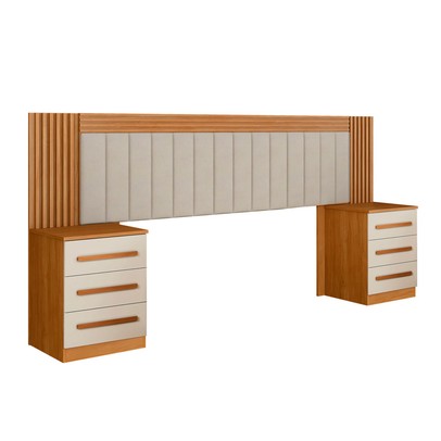 Cabeceira Extensivel Casal/Queen Le Mans 6 Gavetas Cinamomo/Off White - Pnr Móveis