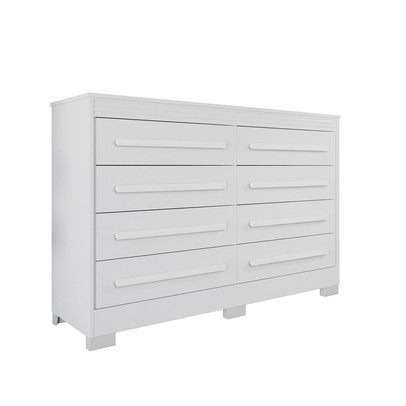 Cômoda Porto 8 Gavetas Ripado Branco - Pnr Móveis