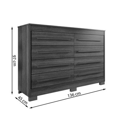 Cômoda Porto 8 Gavetas Ripado Branco - Pnr Móveis