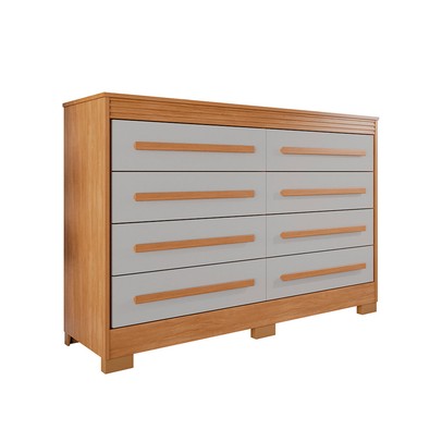 Cômoda Porto 8 Gavetas Ripado Cinamomo/Off White - Pnr Móveis