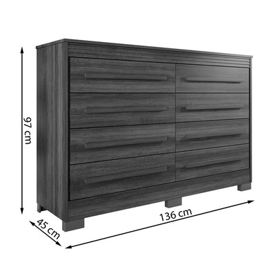 Cômoda Porto 8 Gavetas Ripado Cinamomo/Off White - Pnr Móveis