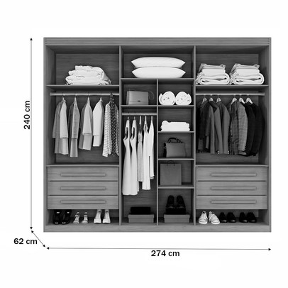 Guarda-Roupa Casal Ibiza 6 Portas 6 Gavetas Cinamomo - Pnr Móveis