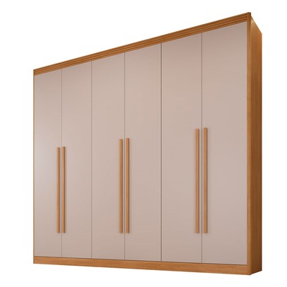 Guarda-Roupa Casal Ibiza 6 Portas 6 Gavetas Cinamomo/Off White - Pnr Móveis