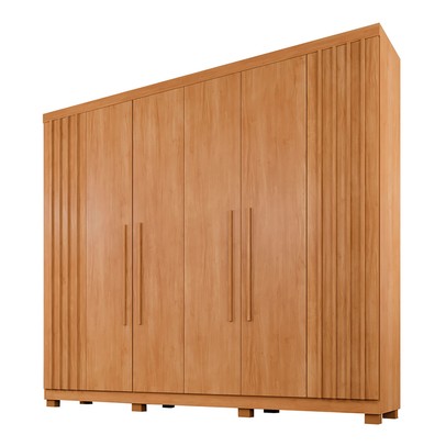 Guarda-Roupa Casal Turim 6 Portas 3 Gavetas Ripado Cinamomo - Pnr Móveis