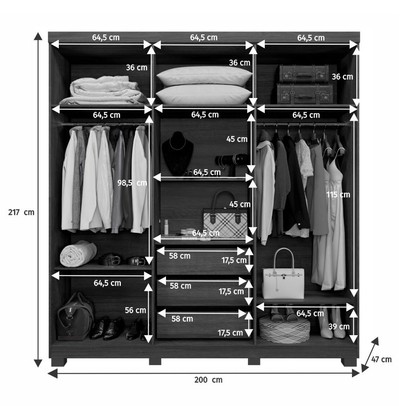 Guarda-Roupa Casal Turim 6 Portas 3 Gavetas Ripado Cinamomo - Pnr Móveis