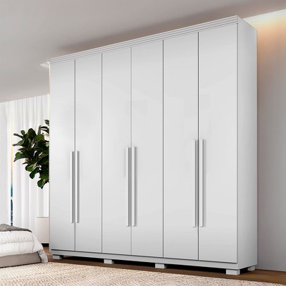 Guarda-Roupa Casal Lublin 6 Portas 6 Gavetas Branco - Pnr Móveis