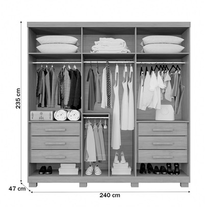 Guarda-Roupa Casal Lublin 6 Portas 6 Gavetas Branco - Pnr Móveis