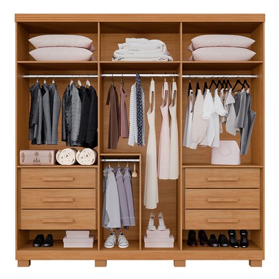 Guarda-Roupa Casal Lublin 6 Portas 6 Gavetas Cinamomo - Pnr Móveis