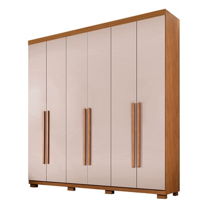 Guarda-Roupa Casal Lublin 6 Portas 6 Gavetas Cinamomo/Off White - Pnr Móveis
