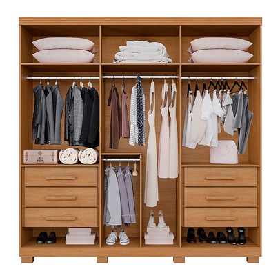 Guarda-Roupa Casal Lublin 6 Portas 6 Gavetas Cinamomo/Off White - Pnr Móveis