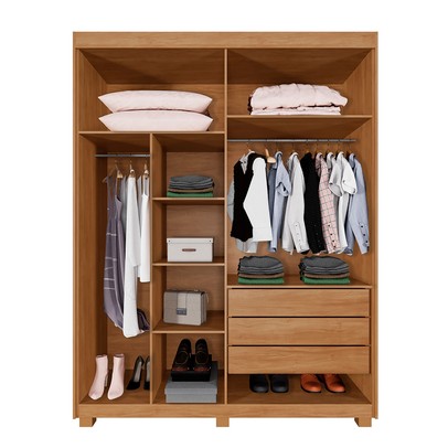 Guarda-Roupa Solteiro Lille 4 Portas 3 Gavetas Cinamomo - Pnr Móveis