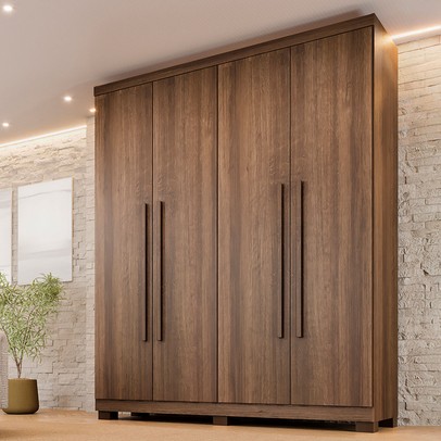 Guarda-Roupa Solteiro Lille 4 Portas 3 Gavetas Imbuia - Pnr Móveis