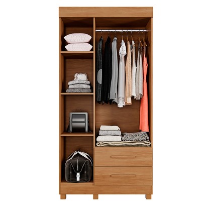 Guarda-Roupa Solteiro Orleans 3 Portas 2 Gavetas com Espelho Cinamomo - Pnr Móveis