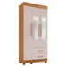 Guarda-Roupa Solteiro Orleans 3 Portas 2 Gavetas com Espelho Cinamomo/Off White - Pnr Móveis