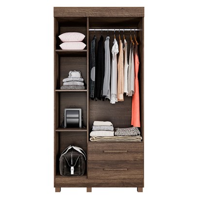 Guarda-Roupa Solteiro Orleans 3 Portas 2 Gavetas com Espelho Imbuia - Pnr Móveis