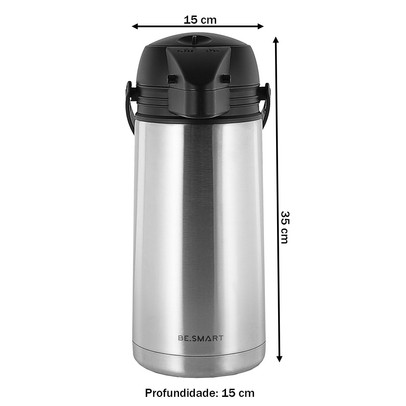 Acessórios para Cozinha Garrafa Térmica Inox 1,9l Preto - Be Smart
