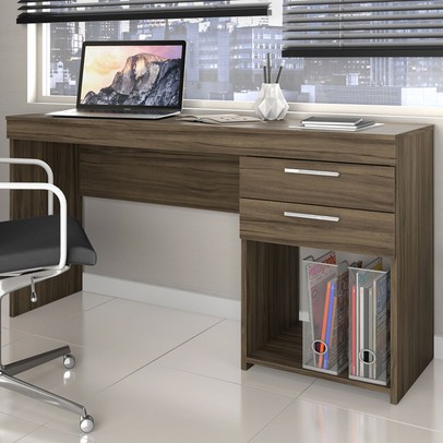 Mesa para Escritório Home 2 Gavetas Nogal Trend - Pnr Móveis