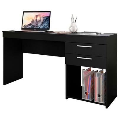 Mesa para Escritório Home 2 Gavetas Preto Tx - Pnr Móveis
