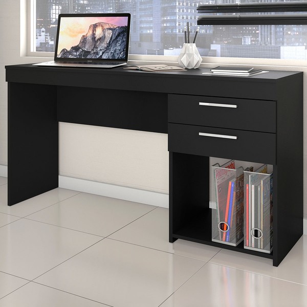 Mesa para Escritório Home 2 Gavetas Preto Tx - Pnr Móveis
