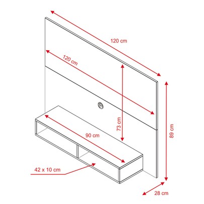 Painel para TV Até 43 Polegadas Nuevo Branco New - Pnr Móveis