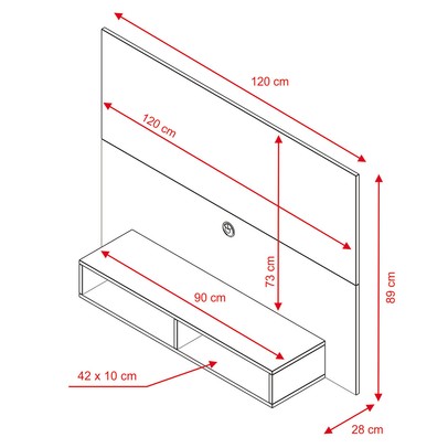 Painel para TV Até 49 Polegadas Nuevo Off White/Freijó Trend - Pnr Móveis