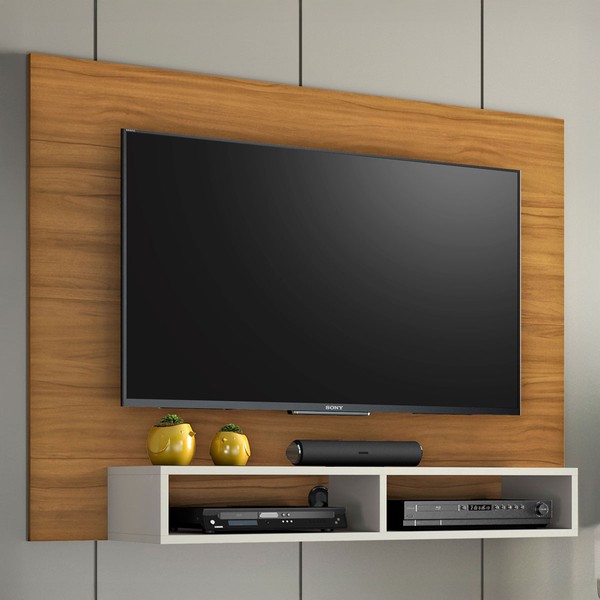 Painel para TV Até 49 Polegadas Nuevo Off White/Freijó Trend - Pnr Móveis