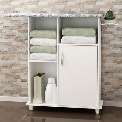 Tábua de Passar Roupa 1 Porta Omega Branco New - Pnr Móveis