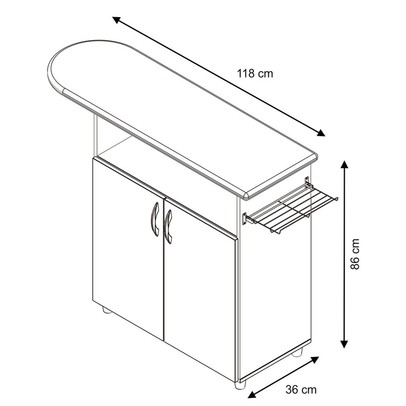 Tábua de Passar Roupa 2 Portas Rouge Branco New - Pnr Móveis