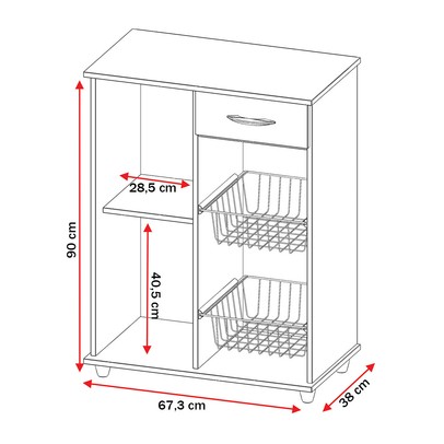 Armário de Cozinha Coral 1 Porta 1 Gaveta com Fruteira Branco New - Pnr Móveis