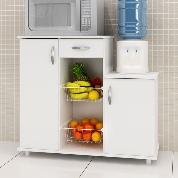 Armário de Cozinha para Forno com Fruteira 2 Portas 1 Gaveta Isla Branco New - Pnr Móveis