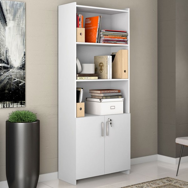 Armário para Escritório 2 Portas Diretor Branco New - Pnr Móveis