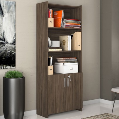 Armário para Escritório 2 Portas Diretor Nogal Trend - Pnr Móveis