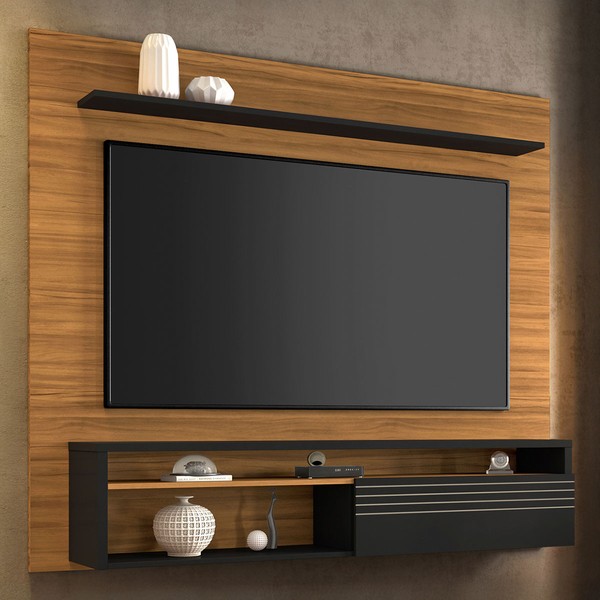 Painel para TV Até 60 Polegadas Eros 1 Porta Freijó Trend/Preto - Pnr Móveis