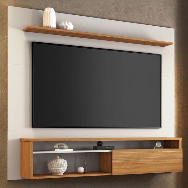 Painel para TV Até 60 Polegadas Eros 1 Porta Off White/Freijó Trend - Pnr Móveis