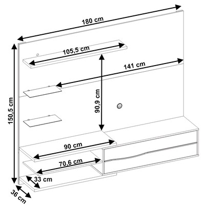 Painel para TV Até 60 Polegadas com Led Sparta 1 Porta Off White/Freijó Trend - Pnr Móveis