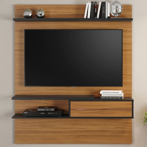 Painel para TV Até 55 Polegadas 1 Porta Eagle Freijó Trend/Preto - Pnr Móveis