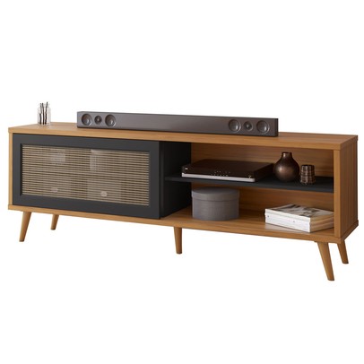 Rack para TV Até 60 Polegadas Argos 1 Porta Freijó Trend/Preto - Pnr Móveis