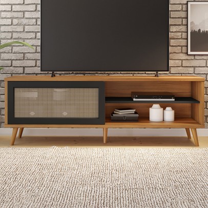 Rack para TV Até 60 Polegadas Argos 1 Porta Freijó Trend/Preto - Pnr Móveis