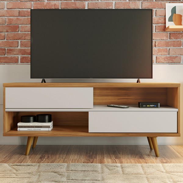 Rack para TV Até 50 Polegadas Erevan 2 Portas Freijó Trend/Off White - Pnr Móveis