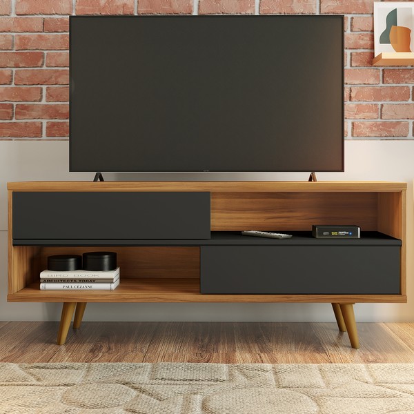 Rack para TV Até 50 Polegadas Erevan 2 Portas Freijó Trend/Preto - Pnr Móveis