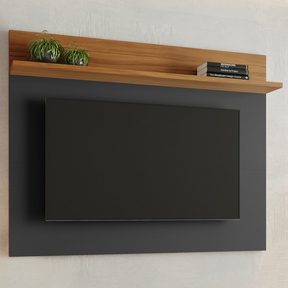 Painel para TV Até 50 Polegadas Lapa 1 Prateleira Preto/Freijó Trend - Pnr Móveis